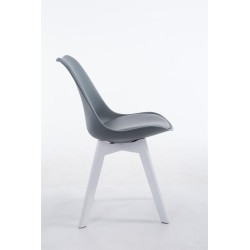 Silla de visita Borneo V2 en piel sintética blanca y gris