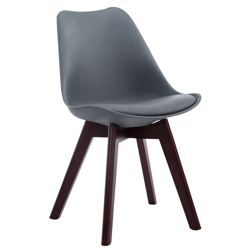 Silla de visita Borneo V2 en símil piel nogal gris