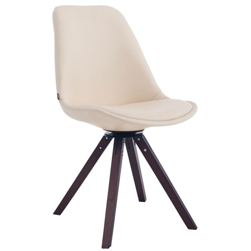 Silla de visita Calais, giratoria, cuadrada, nogal crema