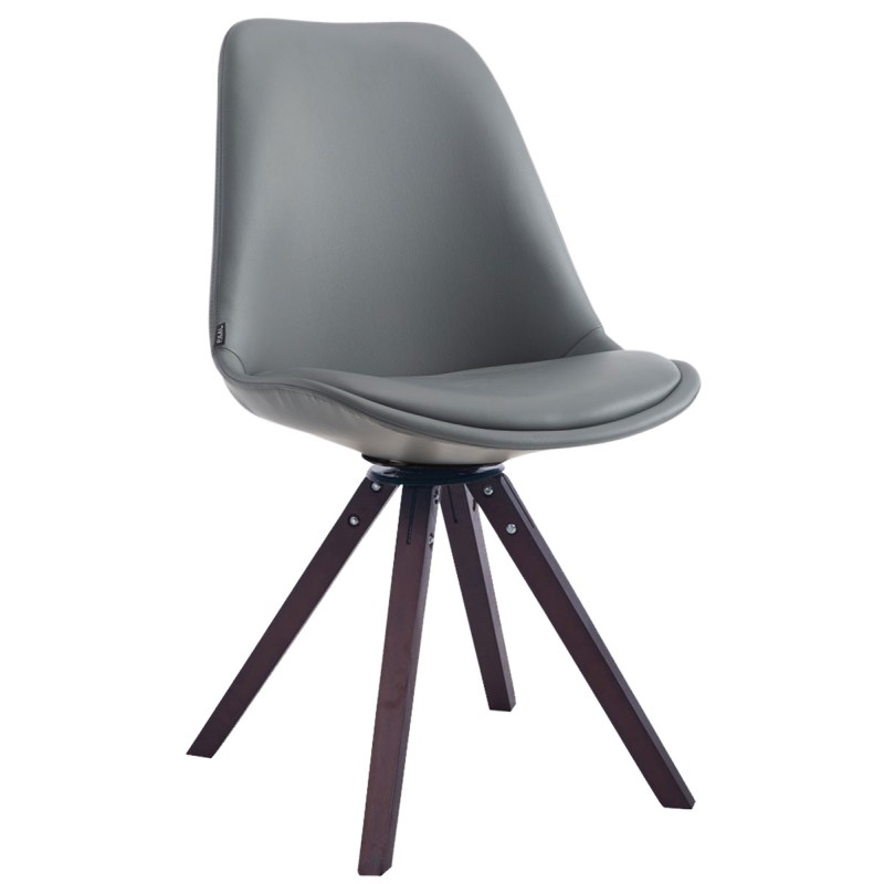 Silla de visita Calais giratoria de nogal cuadrada gris