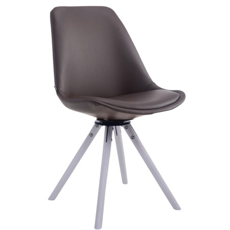 Silla de visita giratoria Calais blanca redonda marrón