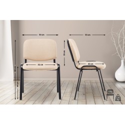 Silla de visita Ken V2 en tela color crema