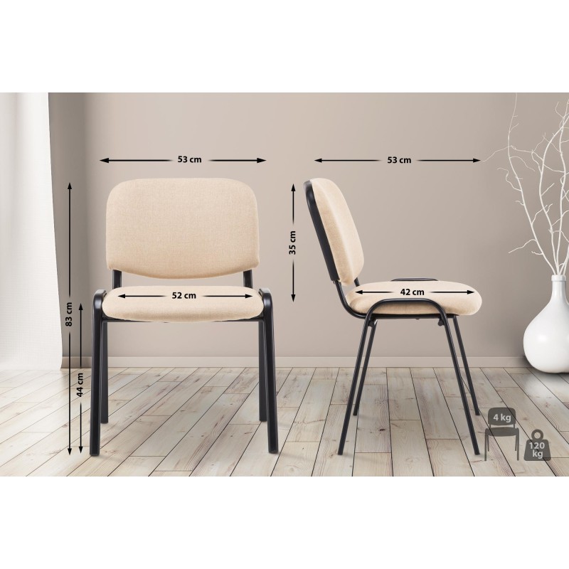 Silla de visita Ken V2 en tela color crema