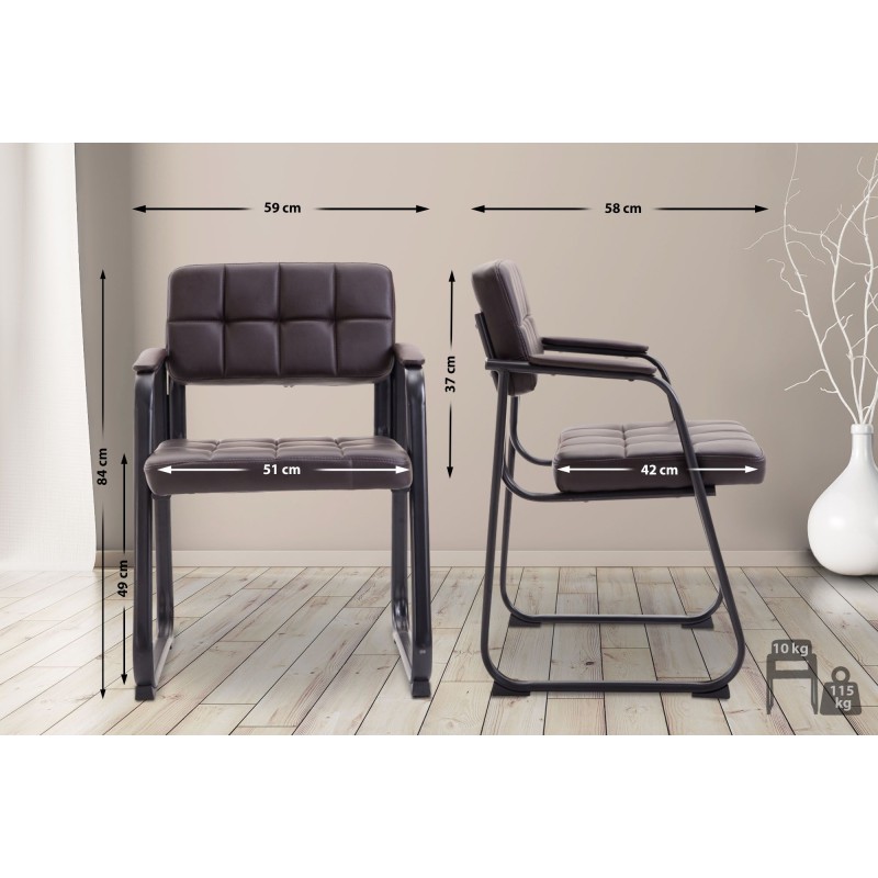 Silla de visita Canada B en piel sintética marrón