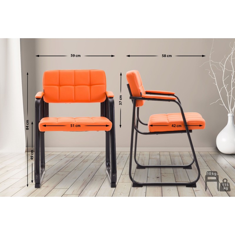 Silla de visita Canada B en piel sintética color naranja