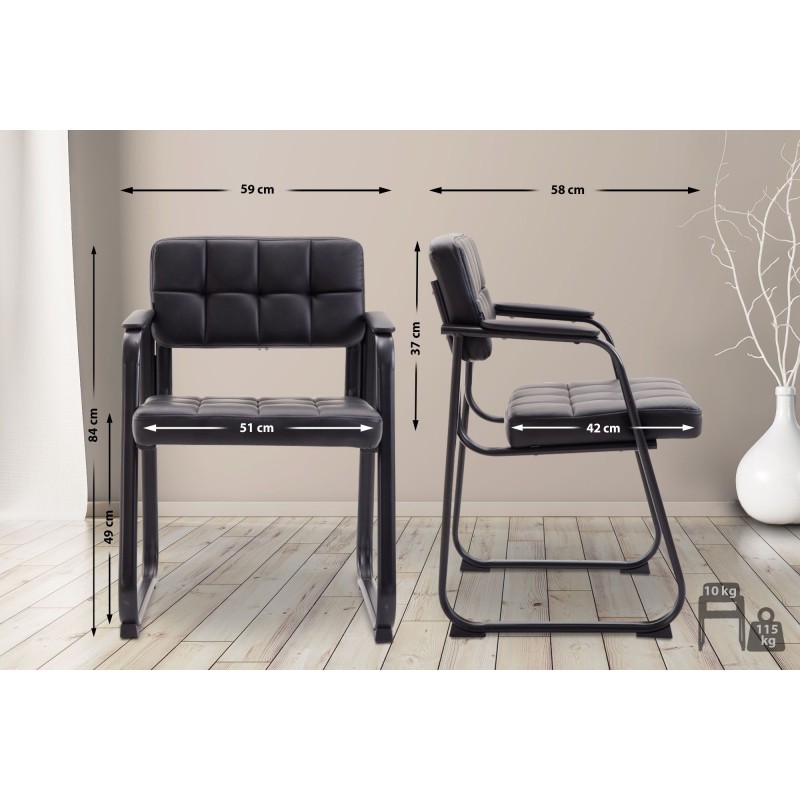 Silla de visita Canada B en piel sintética negra