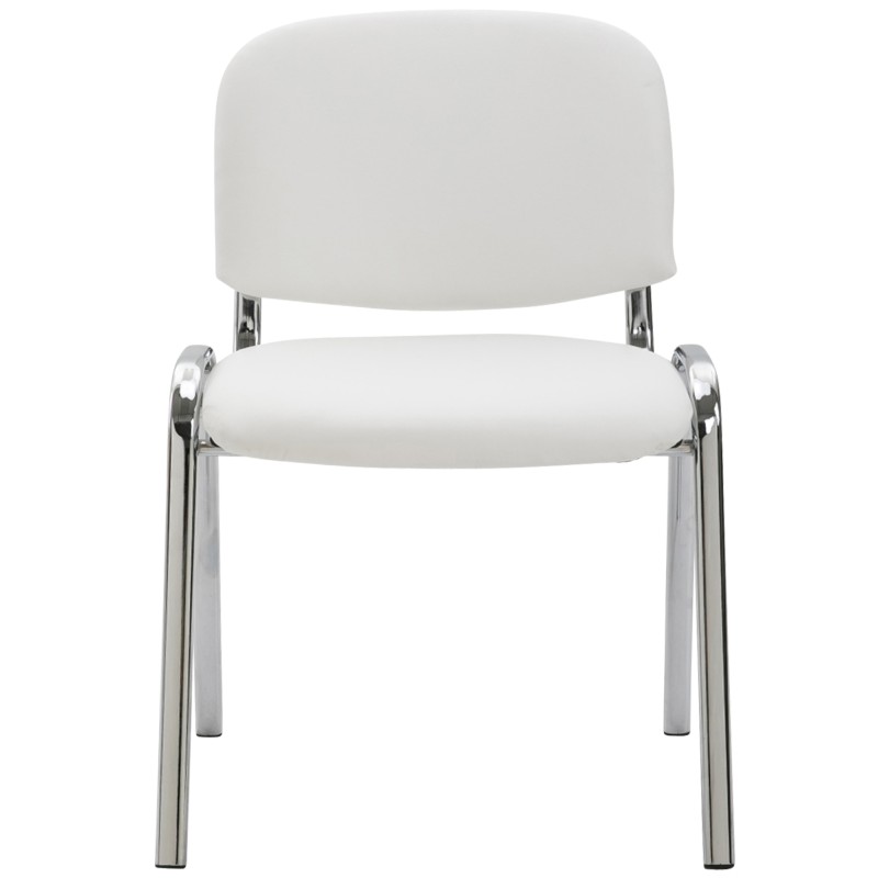 Silla de visita Ken C en piel sintética blanca