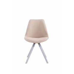 Silla de visita Toulouse, redonda, tela color blanco crema