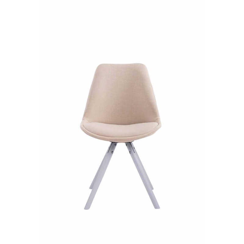 Silla de visita Toulouse, redonda, tela color blanco crema