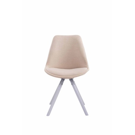 Silla de visita Toulouse, redonda, tela color blanco crema