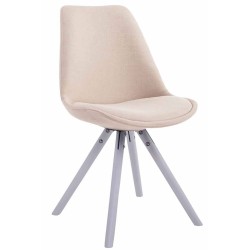 Silla de visita Toulouse, redonda, tela color blanco crema