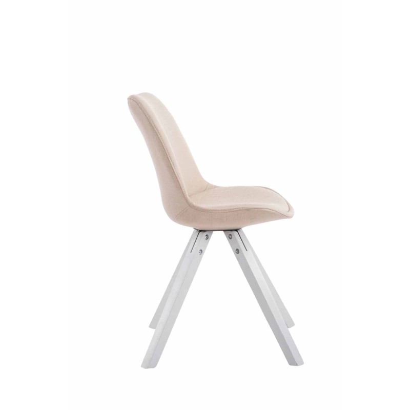 Silla de visita Toulouse en tejido cuadrado blanco crema