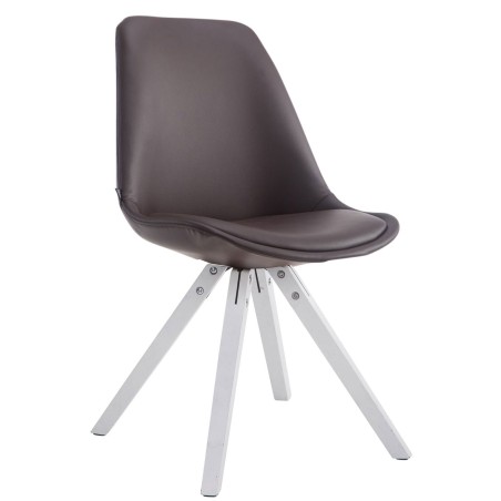 Silla de visita Laval Square blanca y marrón