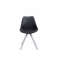 Silla de visita Toulouse redonda de piel sintética blanca y negra