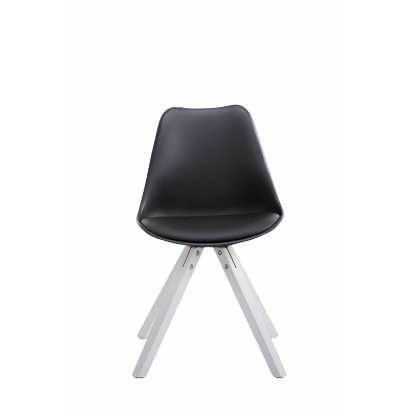 Silla de visita Toulouse de piel sintética cuadrada, color blanco y negro