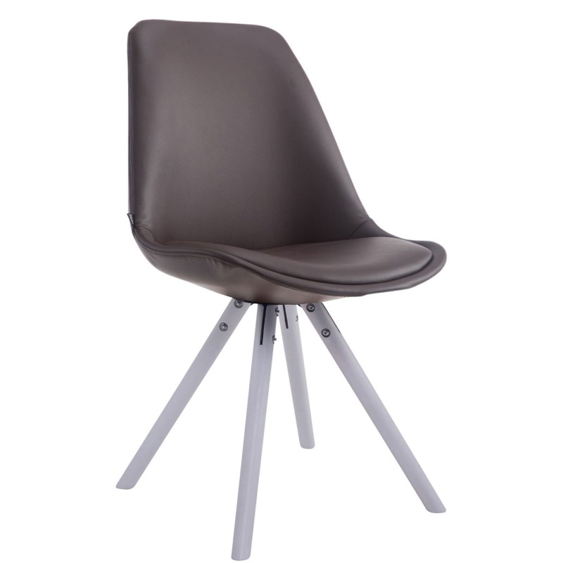 Silla de visita redonda Laval blanca y marrón