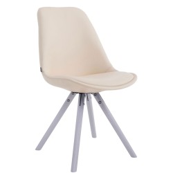 Silla de visita redonda Laval en blanco crema