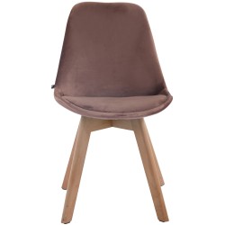 Silla de visita Borneo V2 en terciopelo marrón natural