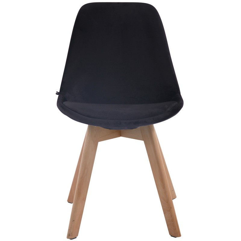 Silla de visita Borneo V2 en terciopelo natural negro