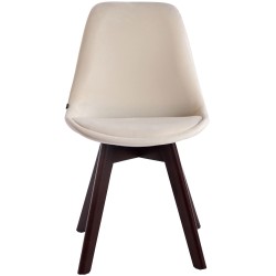 Silla de visita Borneo V2 en terciopelo nogal crema