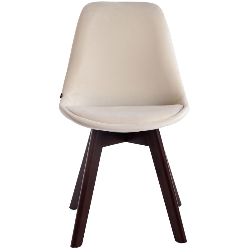 Silla de visita Borneo V2 en terciopelo nogal crema