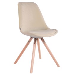 Silla de visita Toulouse, redonda de terciopelo, color crema natural