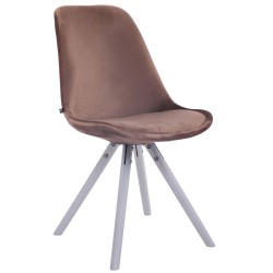 Silla de visita Toulouse, redonda, de terciopelo blanco y marrón