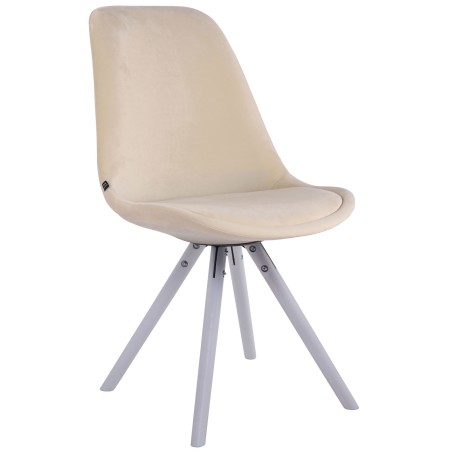Silla de visita Toulouse, redonda, de terciopelo blanco crema