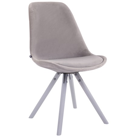 Silla de visita Toulouse, redonda, de terciopelo blanco y gris