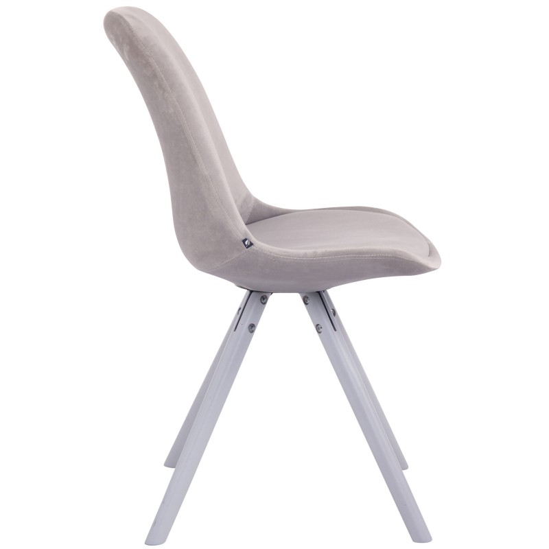 Silla de visita Toulouse, redonda, de terciopelo blanco y gris