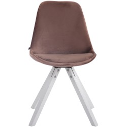 Silla de visita Toulouse, cuadrada de terciopelo blanco y marrón