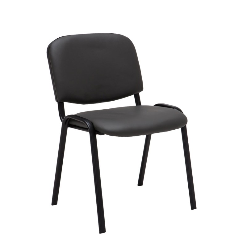 Juego de 4 sillas de visita Ken en piel sintética gris