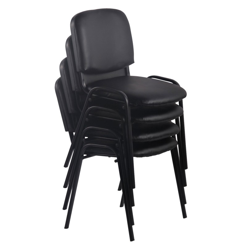 Juego de 4 sillas de visita Ken en piel sintética color naranja