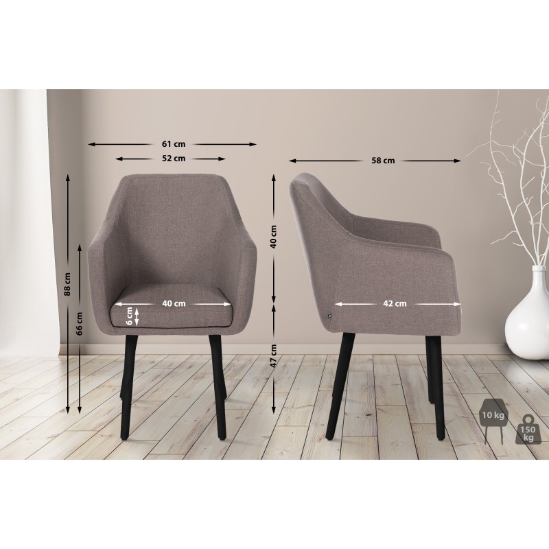 Silla de visita Utrecht en tela negra topo