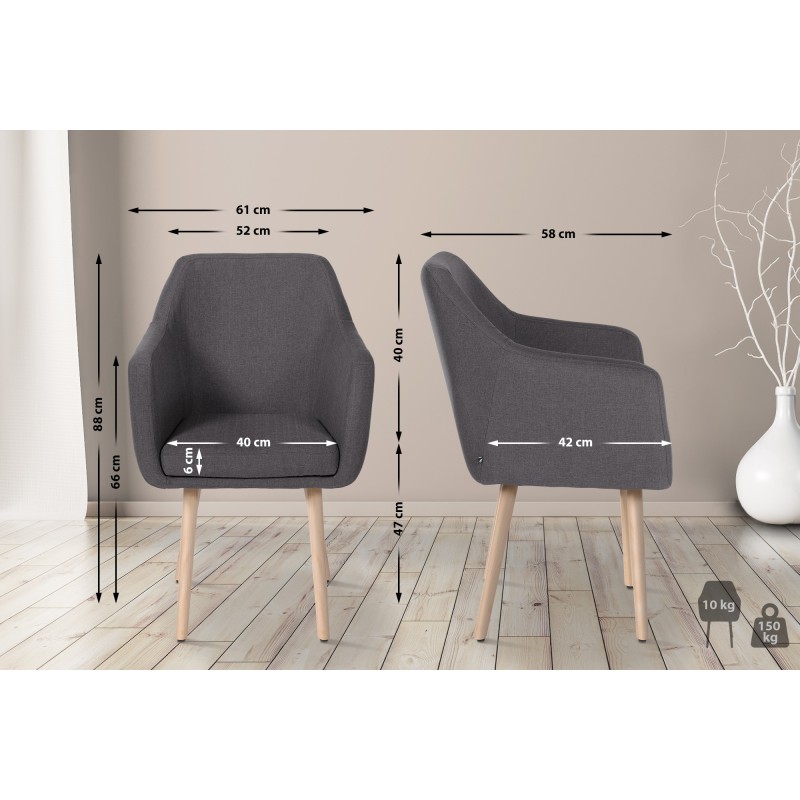 Silla de visita Utrecht en tejido natura gris oscuro