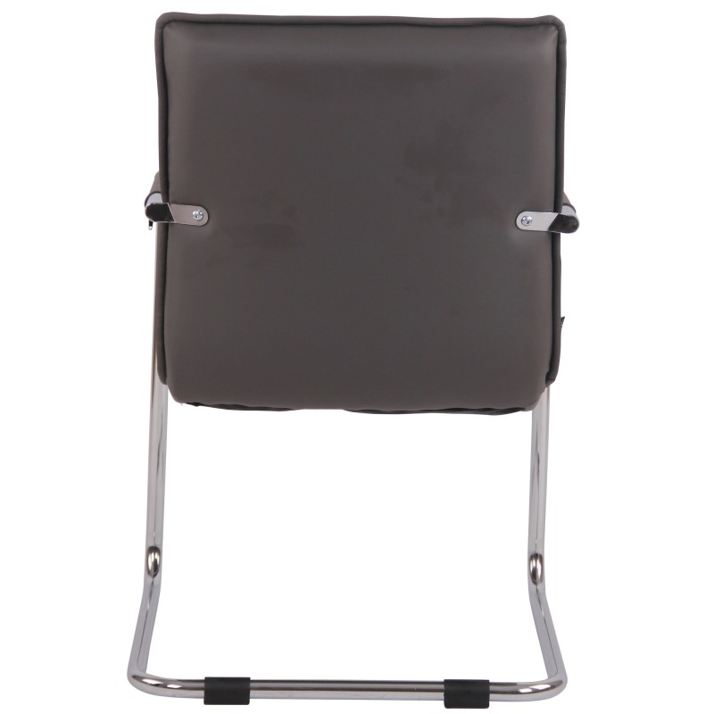 Silla de visita Gandia en piel sintética gris cromo