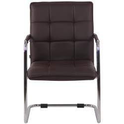 Silla de visita Gandia, piel sintética, marrón cromo