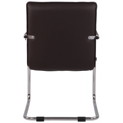Silla de visita Gandia, piel sintética, marrón cromo