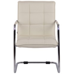 Silla de visita Gandia en piel sintética cromada color crema