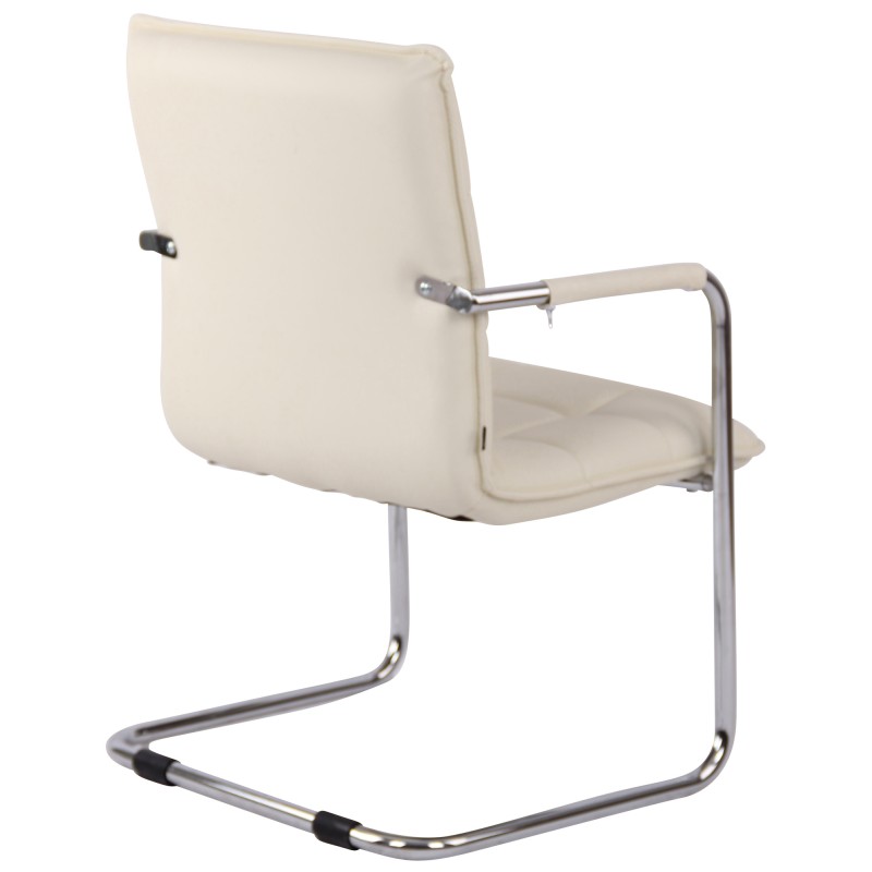 Silla de visita Gandia en piel sintética cromada color crema