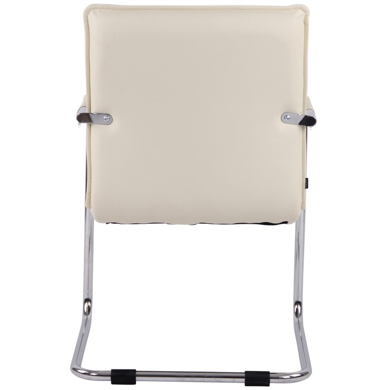 Silla de visita Gandia en piel sintética cromada color crema