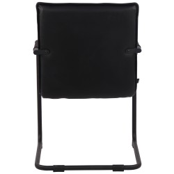 Silla de visita Gandia en piel auténtica negra