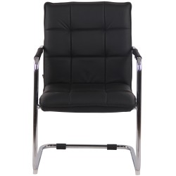 Silla de visita Gandia en piel auténtica cromada negra