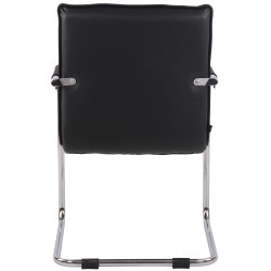 Silla de visita Gandia en piel auténtica cromada negra