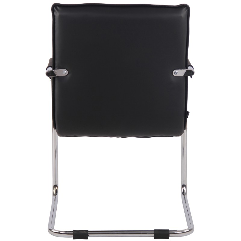 Silla de visita Gandia en piel auténtica cromada negra