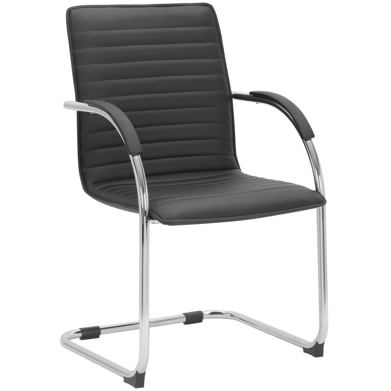Silla de visita Tira en piel sintética negra