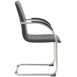 Silla de visita Tira en piel sintética negra