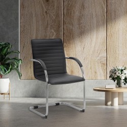 Silla de visita Tira en piel sintética negra