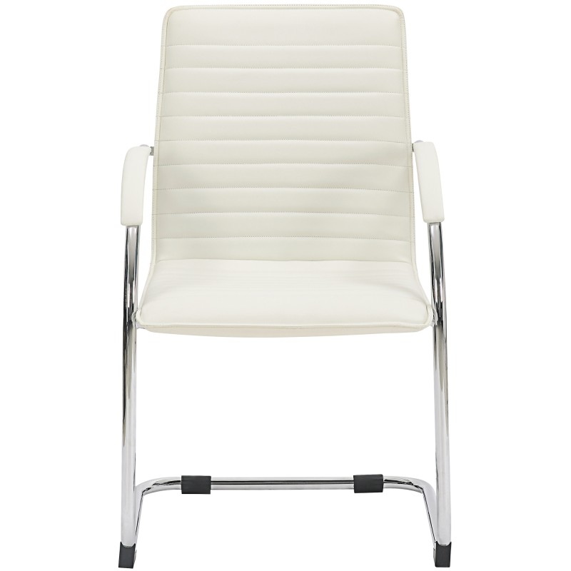 Silla de visita Tira en piel sintética blanca