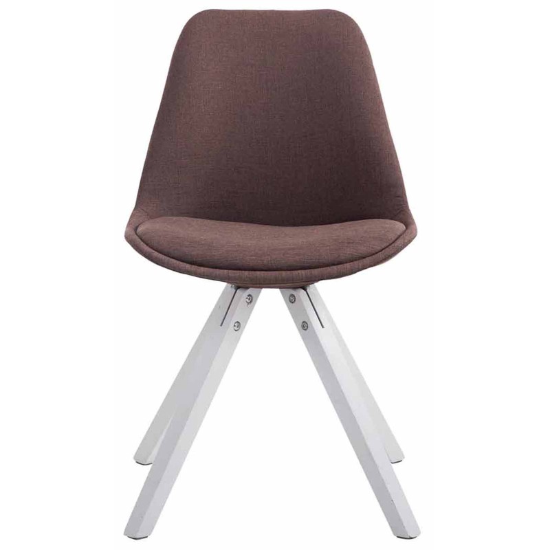 Juego de 4 sillas de visita Toulouse en tejido Square blanco y marrón